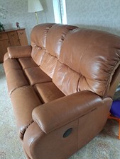 3 piece leather G-plan suite, sofa with 2 armchairs 