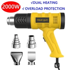 2000W Heat Gun Hot Air Gun + 4 Nozzles Dual Temperature Settings High Power Tool