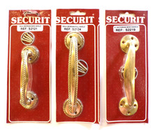 JOB LOT OF 3 PULL HANDLES - POLISHED BRASS - VICTORIAN BOW/GEORGIAN PULL & BOW