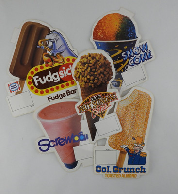 Vintage Good Humor Ice Cream Truck Sticker Lot 5pc Classic Fudge Bar Screwball