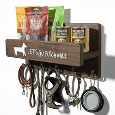 Niciksty Wood Dog Leash Holder for Wall, Key Hangers with 5 Double Key Hooks,...