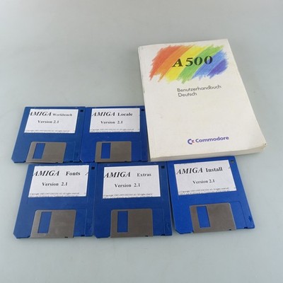 Commodore AMIGA 500 Benutzerhandbuch + 5x Disketten Workbench Version 2.1