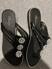 Fashin Women's Black Slip-On Flip Flop Sandals Rhinestone, Synthetic, 11 — photo 1