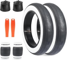 2 Pack 20" E-Bike Fat Tyres 20x4.0 with 20" Bike Inner Tubes 20x4.0 ,White Wall