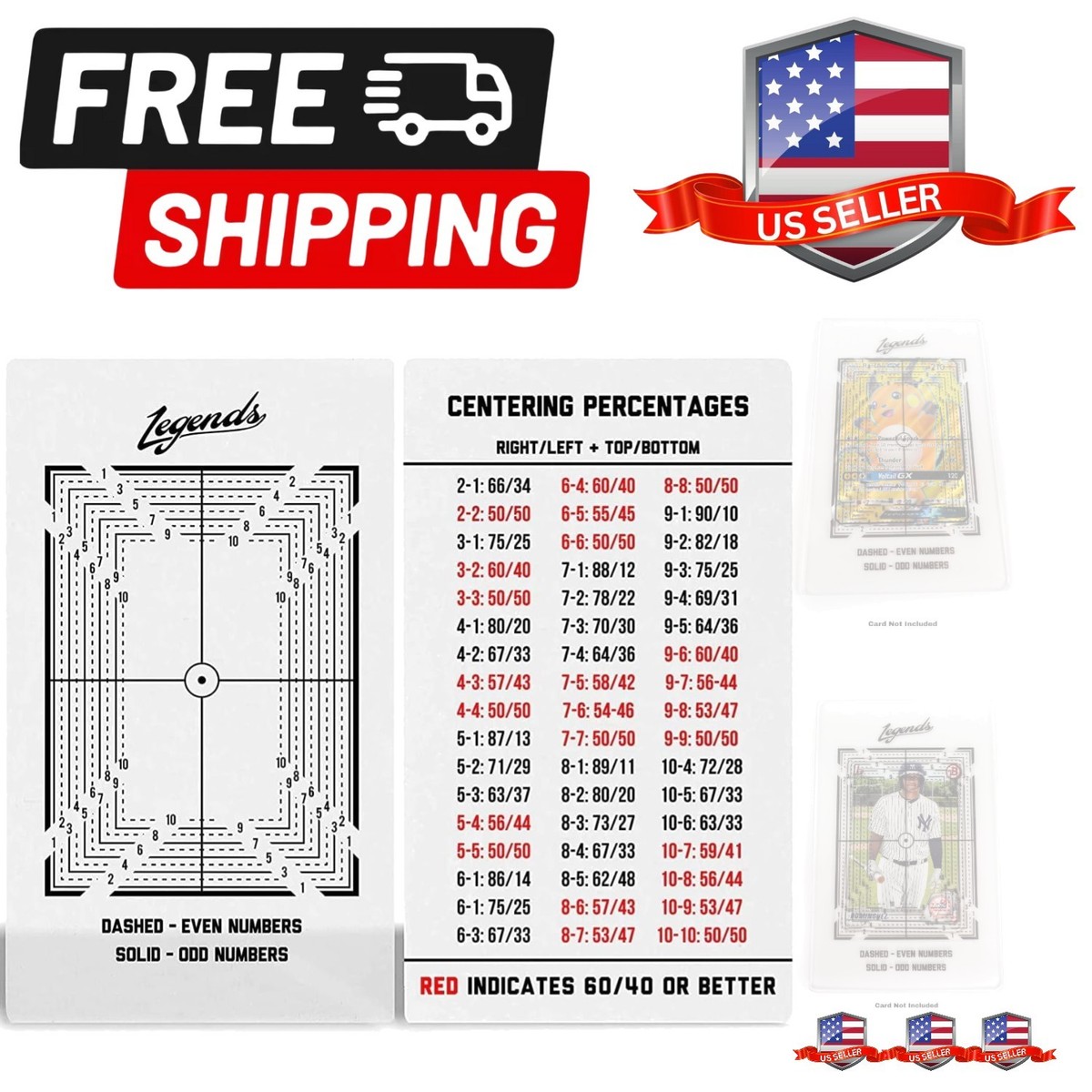 Legends Card Grading Centering Tool by | Cleaning Cloth Kit