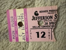 Jefferson Starship Ticket Dallas Convention Center Dallas TX Jul 12, 1981