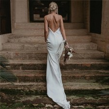 Boho Wedding Dress Women Chiffon Beach Mermaid Backless Bridal Gown Customized