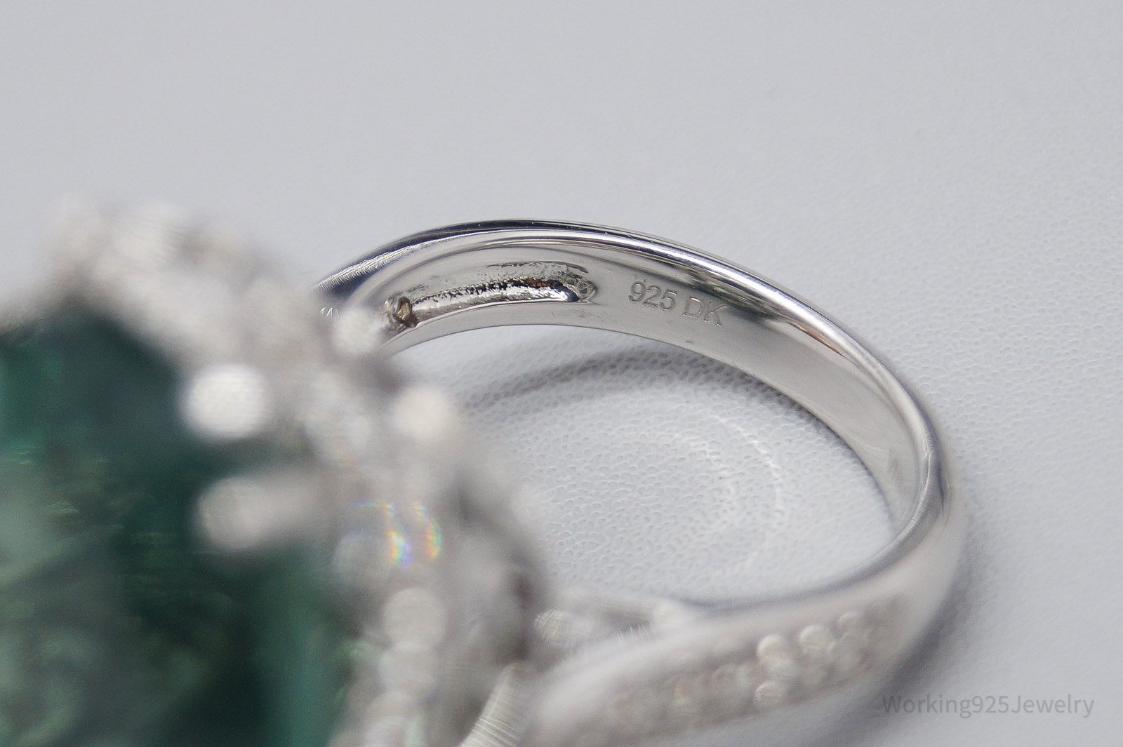 JTV DK Paraiba Tourmaline & White Zircon Sterling Silver Ring 5.25