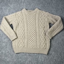 IrelandsEye Sweater Cable Knit Fisherman 100 Irish Virgin Wool Womens M Chunky