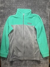 Columbia Youth Size Medium Gray And Green Fleece Zip-Up Jacket for Boys