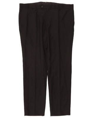 Trussardi Mens Straight Suit Trousers IT 56 3XL W46 L31 Black Polyester BE30