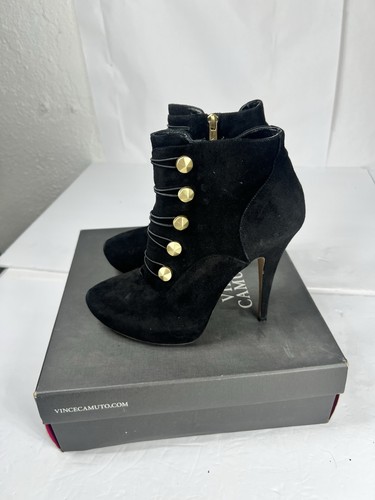 Vince Camuto Jardine Black Suede Platform Stiletto Bootie Size 8.5 Studs Gossip
