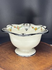 Antique Lenox American Belleek Ceramic Art Company Silver Overlay Candy Dish