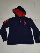  6 Polo Ralph Lauren Lightweight Hoodie Shirt Size Kid S/P 8 Blue Big Pony