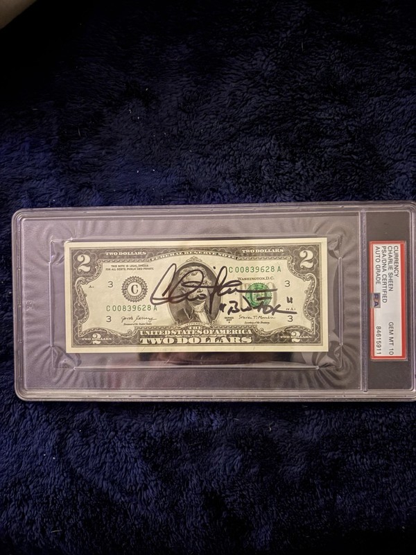 Charlie Sheen “Bud Fox” Signed $2 Bill PSA/DNA Authenticated Original Autograph