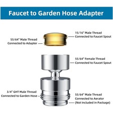 Swivel Sink Faucet to Garden Hose Adapter