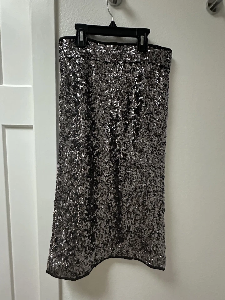 KARL LAGERFELD Beautiful Black & Silver Sequence Pencil Skirt 💎 US 6 France 36 - Image 4 of 4