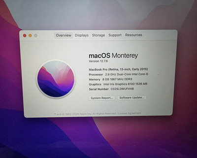 Apple MacBook Pro Retina 13'' Early 2015 i5 2.9GHz 8GB 256GB SSD Silver