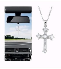 Car Hanging Rear View Mirror Ornament. Bling Cross
