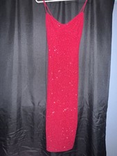 Red Sequin Spaghetti Strap Evening Dress From Windsor