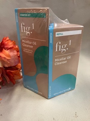 New Sealed Set Fig.1 Micellar Oil Cleanser Starter Kit + Refill 3.4 Fl Oz Each
