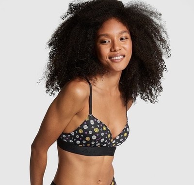 NWT VS PINK 32DD Wear Everywhere Wireless PUSH-UP Bra - Daisy Floral