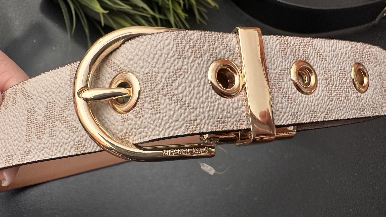 Michael Kors Beige and Gold Women's Belt