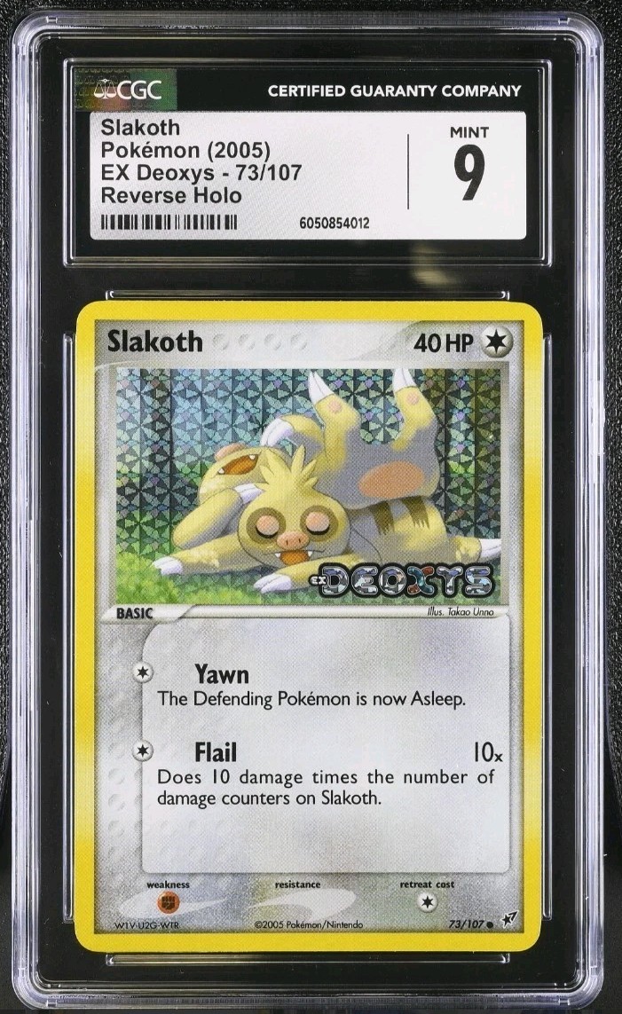 Pokemon Slakoth 73/107 Reverse Holo Stamped EX Deoxys CGC 9 MINT