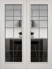 PREMDOR White Textured Solid 1L Glazed With Silver Trim Internal Double Door