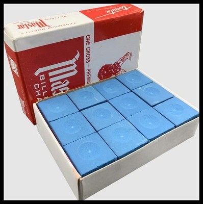 Master Billiard/Pool Cue Chalk - Sky/Tournament Blue - 1 Pack/12 Pieces