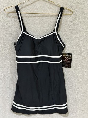 NWT Active Control Technology  A.C.T. Womens One Piece Swimsuit Size 10 Black