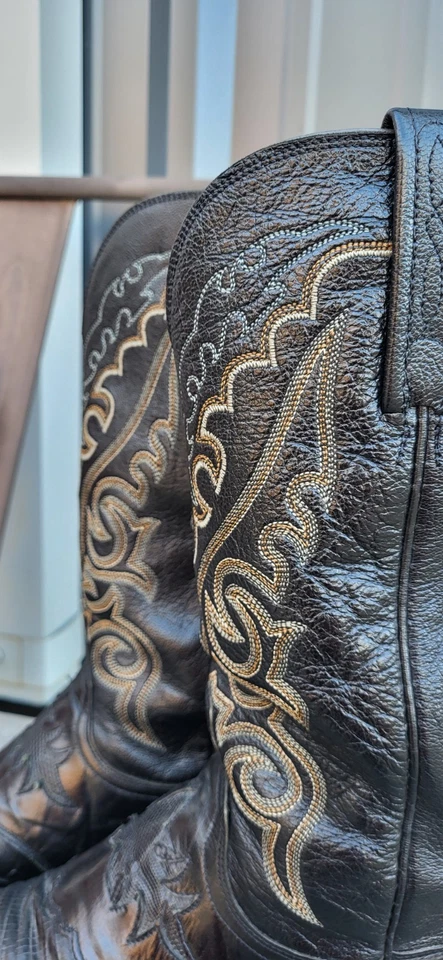 10.5D LUCCHESE CLASSICS TEJU LIZZARD MENS BOOTS BLACK TEJU MENS HANDMADE BOOTS - Image 4 of 4