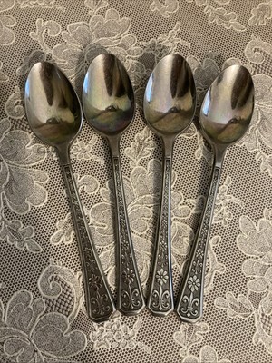 Vintage Interpur Japan Florenz Stainless Flatware Teaspoons Set Of 4