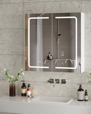 Bathroom Mirror Cabinet with LED Lights,Adjustable Shelves,Touch Sensor Switch