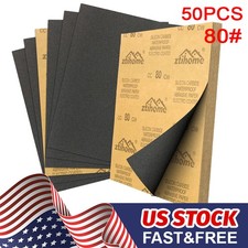 50pcs Wet Dry Sandpaper 80 Grit Assortment 9x11'' Abrasive Paper Sheet Sanding