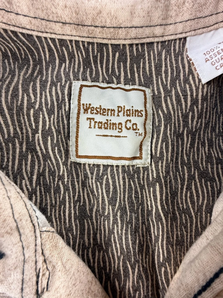 Western Plains Trading Co. Men’s Medium Button Shirt Black Wolf Hunt AOP - Image 3 of 4