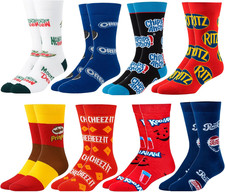   Snack Food Value Bundle   8-Pack Novelty Crew Socks Gift Set Large Sizes for Me