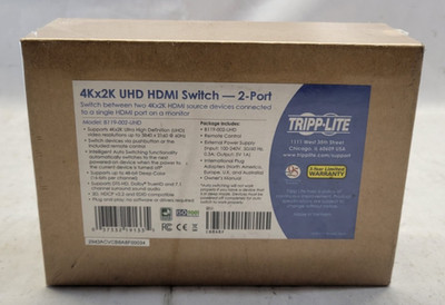 NEW - Tripp Lite 4Kx2K UHD HDMI Switch - 2-Port - B119-002-UHD - FACTORY SEALED