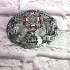 Vintage Siskiyou Fine Pewter VFW Life Member Veterans Belt Buckle 1987 B-71 USA
