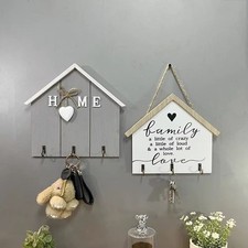 House-shape Doorway Storage Rack with 3 Hooks Hanging Key Holder Home Decor