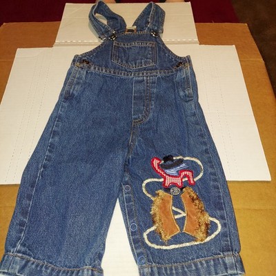 Western Go Baby Denim Overalls 12 Months Cowboy Rodeo Lasso 