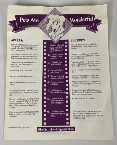 Pets Are Wonderful, 35mm Slide Set w Script, Psychogy Today 1984, Dogs, Cats - Picture 2 of 11