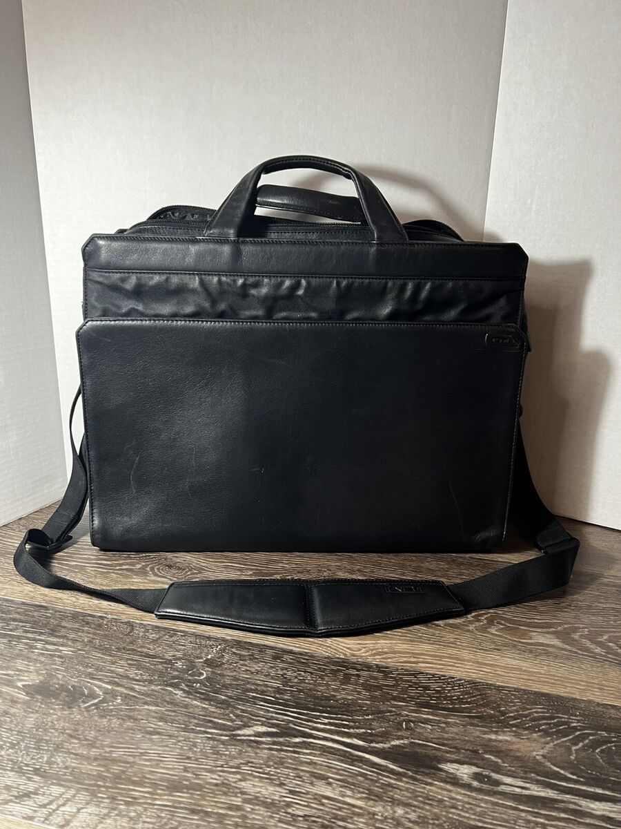 Tumi 2962D Black Leather Bag Briefcase Laptop Messenger Bag Tumi 2962D Black Leather Bag Briefcase Laptop Messenger Bag