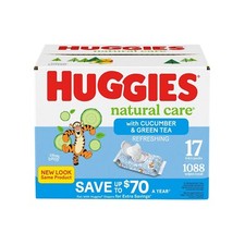 Huggies Natural Care Baby Wipes, Cucumber and Green Tea   17 pk., 1088 Wipes
