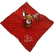Rudolph Red Nosed Reindeer Lovey Rattle Security Blanket My First Rudolph New