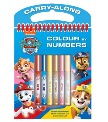 Paw Patrol Colour By Numbers Carry Along Book Colouring Pens Childrens Activity