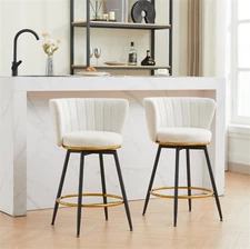 Set of 2 Swivel Bar Stools Bar Chairs Counter Height Dining Chair with Metal Leg