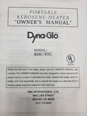 DYNA-GLO RMC-95C Owners/Parts Manual...PLUS * FREE BONUS* Wick Cleaning  Guide | eBay