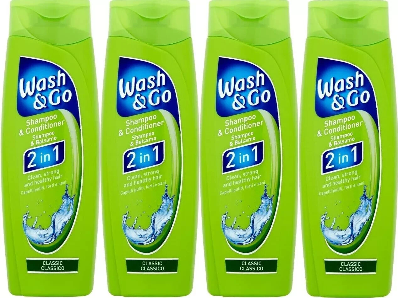 4x Wash & Go 2 In 1 Shampoo and Conditioner Classic Strong Healthy Hair 200ml