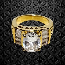 Lady Womens Yellow Gold Tone Round CZ Smaller...